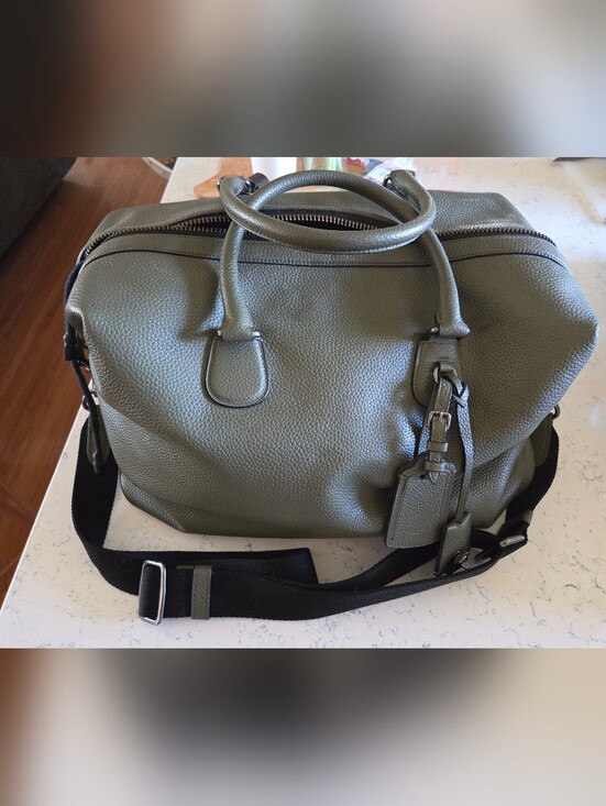 Coach Handbags - Coach Olive Green Pebbled Leather Travel Duffel